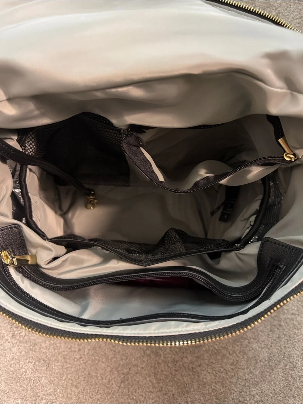 Black Leather Baby Bag Backpack - Unbranded